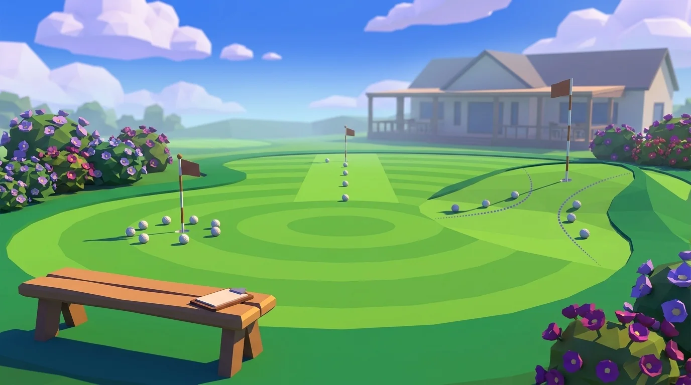 Three putting Combine stations on a practice green